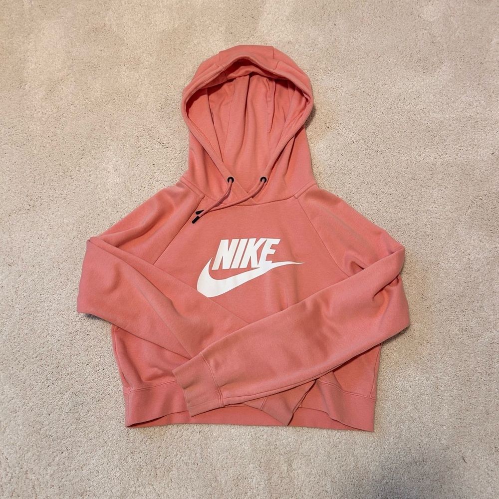 Peach/Pink Cropped Nike Hoodie